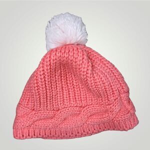 Gymboree Girl Knit Winter Cap/Hat Peach Coral Color With Top Round